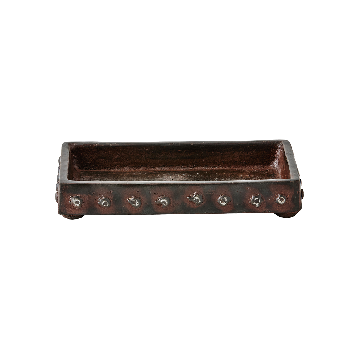 Wax cast iron rectangle napkin holder with beaded detail trim.