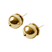 Two bronze/ gold stud earrings.