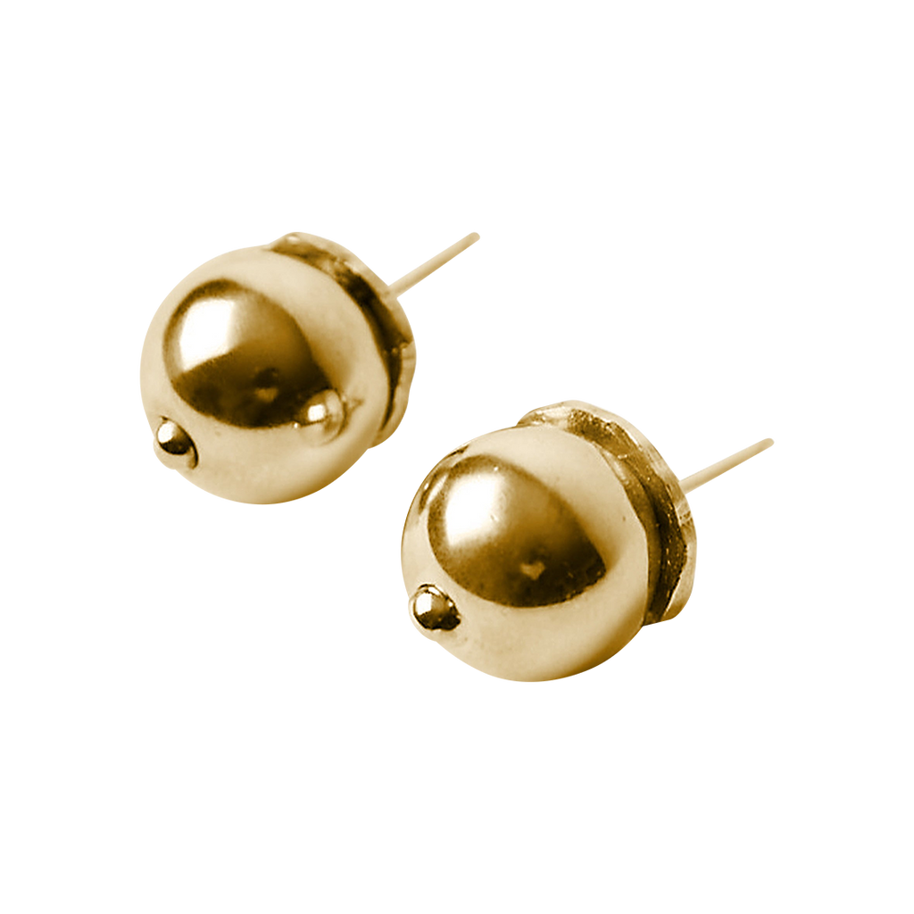 Two bronze/ gold stud earrings.