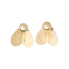 Two gold earrings with two engraved seals each.