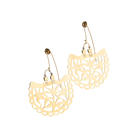 Bronze/ gold color hook earrings with an intricate pattern.