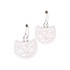Sterling silver  hook earrings with an intricate pattern resembling an open fan.