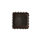 Wax cast iron square napkin holder with beaded detail trim. Top view.
