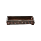 Wax cast iron rectangle napkin holder with beaded detail trim.