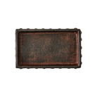 Wax cast iron rectangle napkin holder with beaded detail trim. Top view.