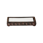 Wax cast iron rectangle napkin holder with beaded detail trim. With white napkins inside it.