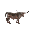 A longhorn bull iron sculpture seen from th other side.