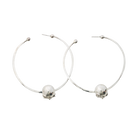 Two simple  earring hoops with a silver bead. Plain background.