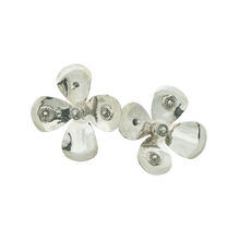 A pair of silver four petals flowers.